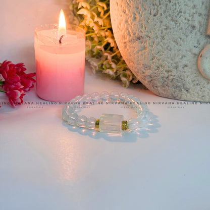 OPALITE WITH DESIGN ROUND BEADED BRACELET (Balance, Enhance Psychic Abilities, Serenity And Transformation) image 2