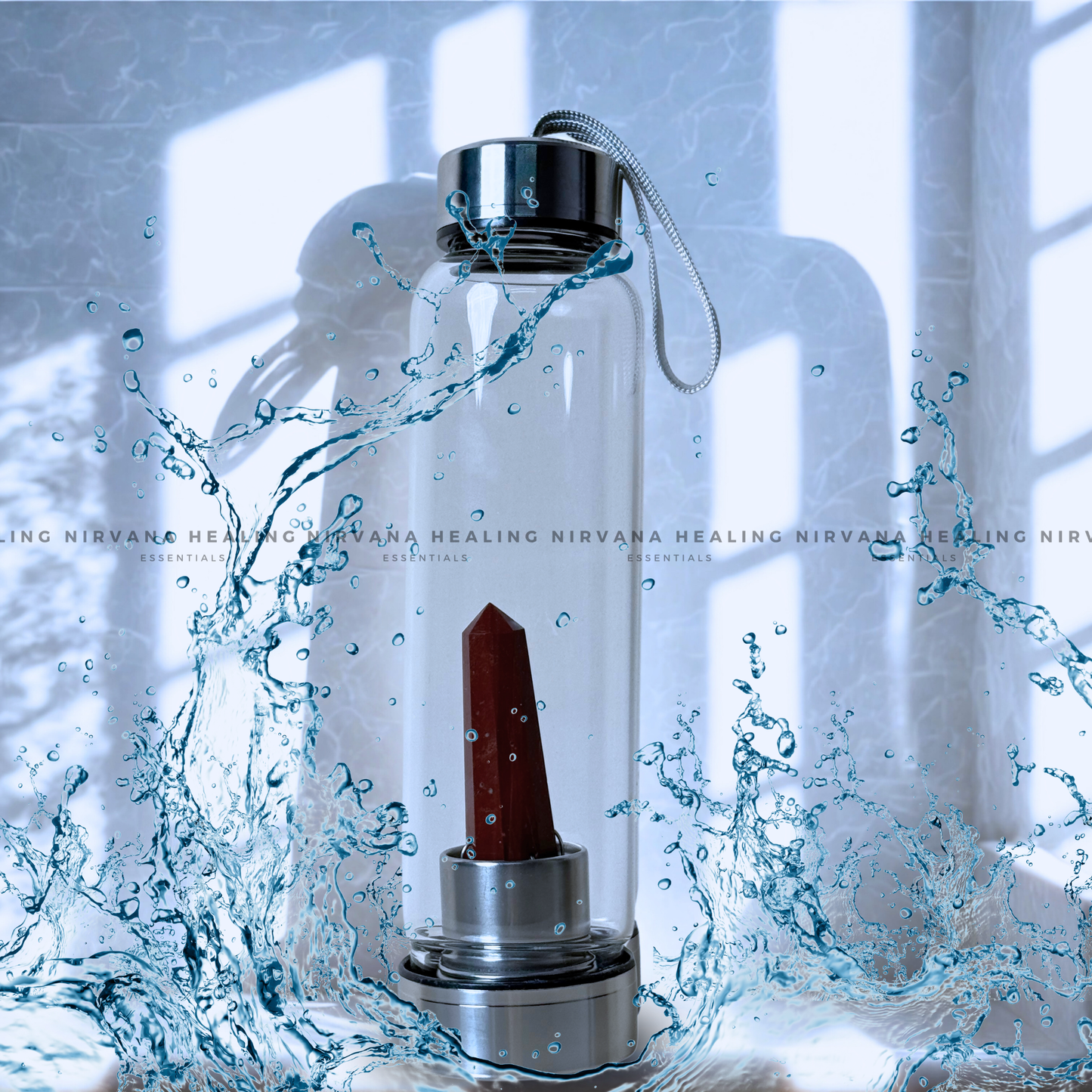 RED JASPER INFUSED CRYSTAL ELIXIR BOTTLE (Immunity, Strength, Health and Pain Relief) image 0