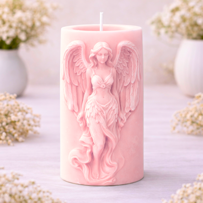 PILLAR ARCHANGEL RITUAL CANDLE (Made From Natural Beeswax) - pink image