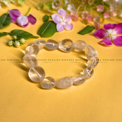 CLEAR QUARTZ TUMBLE OVAL BEADED BRACELET (Mental Clarity, Master Healer And Energy Amplifier).  image 0