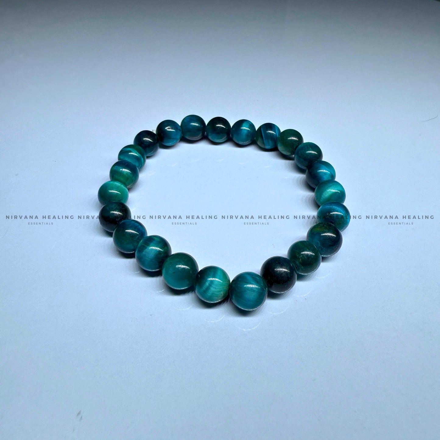 BLUE CATS EYE ROUND BEADED BRACELET (Protection, Strength And Energy Shield) image 1