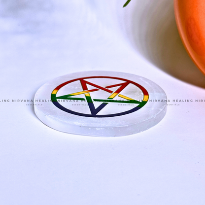 SELENITE STAR SYMBOL COLOUR CHARGING PLATE (Aura Cleansing ,Charging, Cleansing And Purification). image 2