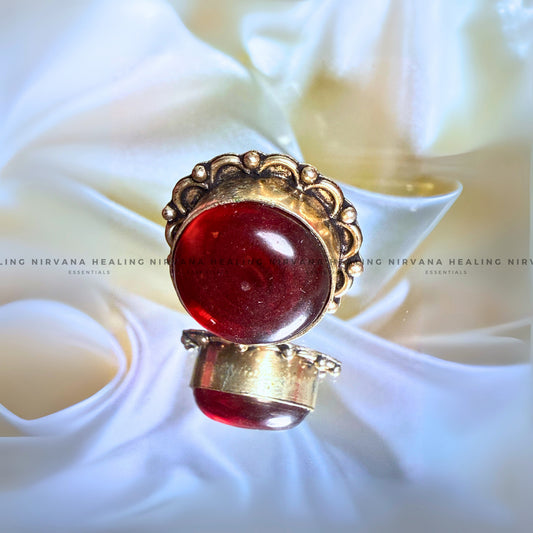 RED JADE ROUND RING (Courage, Strength And Vitality) image 0