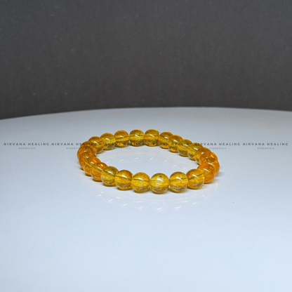 CITRINE YELLOW ROUND BEADED BRACELET (Abundance, Creativity, Success And Confidence).  image 3