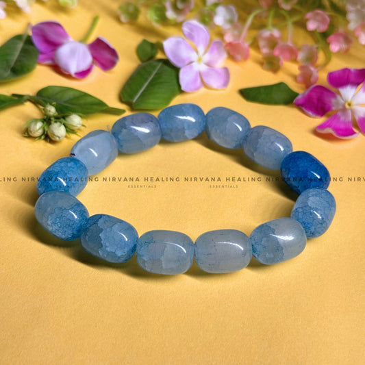 BLUE APATITE OVAL BEADED BRACELET (Goal Setting, Motivation, Manifestation, Communication).  image 0