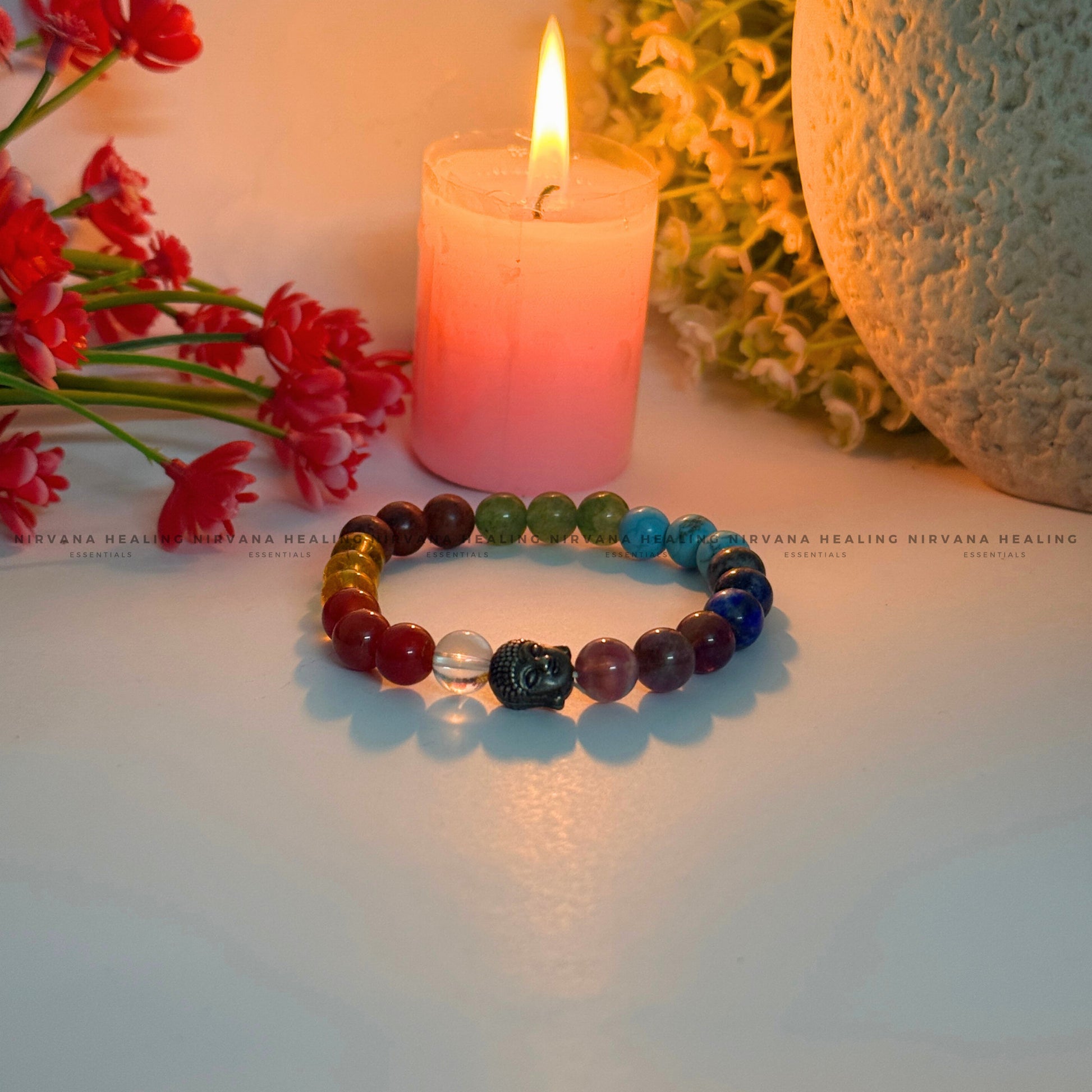 7 CHAKRAS ROUND BEADED BRACELET (Energy, Healing, Protection And Spiritual Alignment) image 2