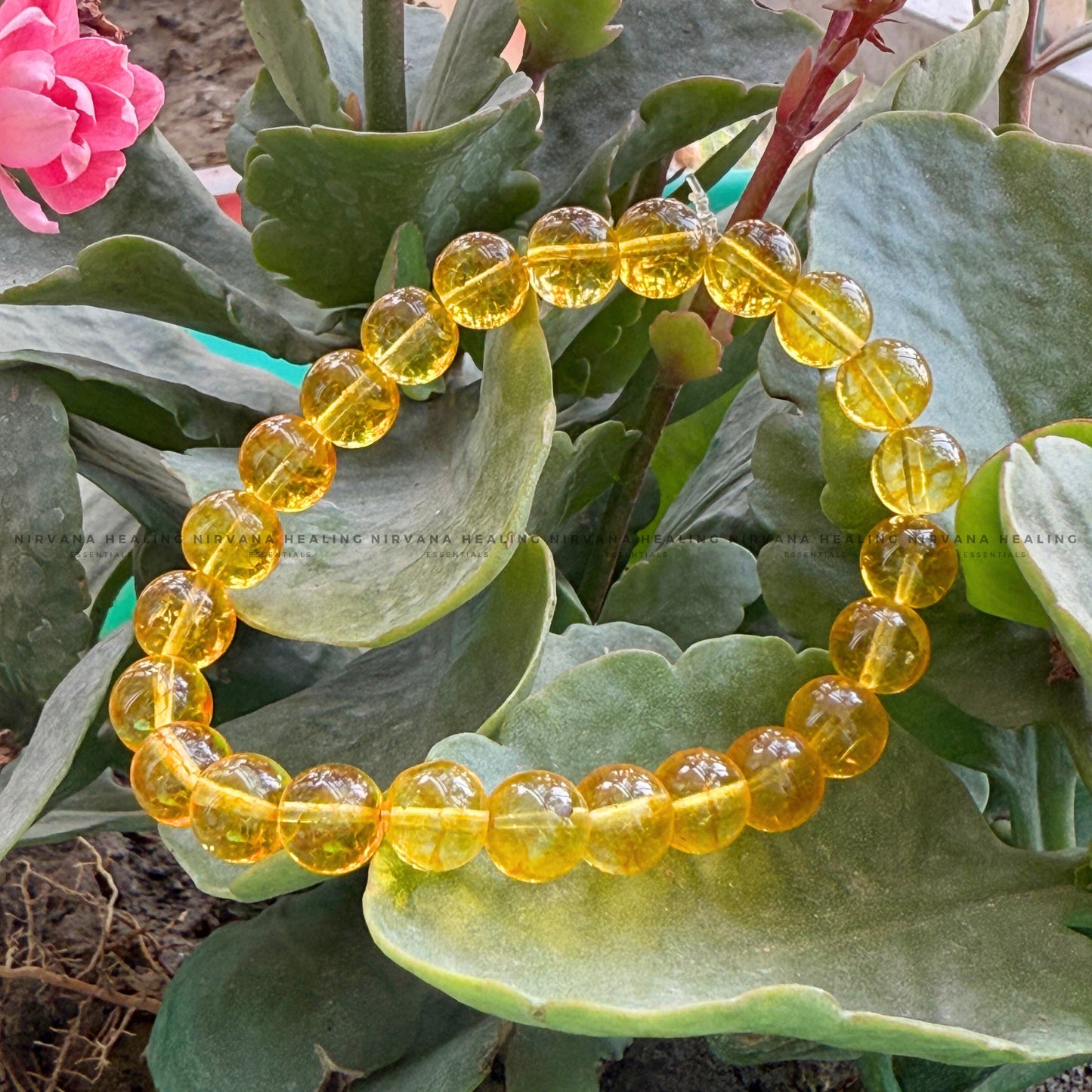 CITRINE YELLOW ROUND BEADED BRACELET (Abundance, Creativity, Success And Confidence).  image 4