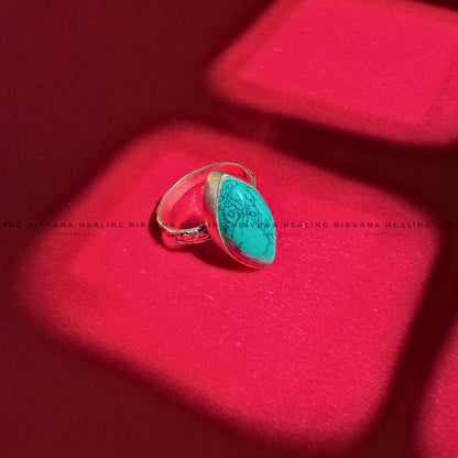 TURQUOISE DIAMOND SHAPED RING (Divine Protection, Psycho Gifts, Healing, Wisdom, Truth) image 2