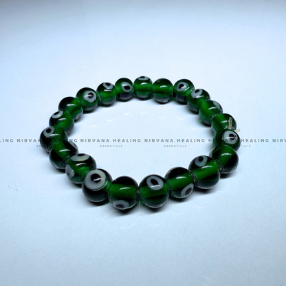 GREEN EVIL EYE ROUND BEADED BRACELET (Healing, Growth And Protection) image 3
