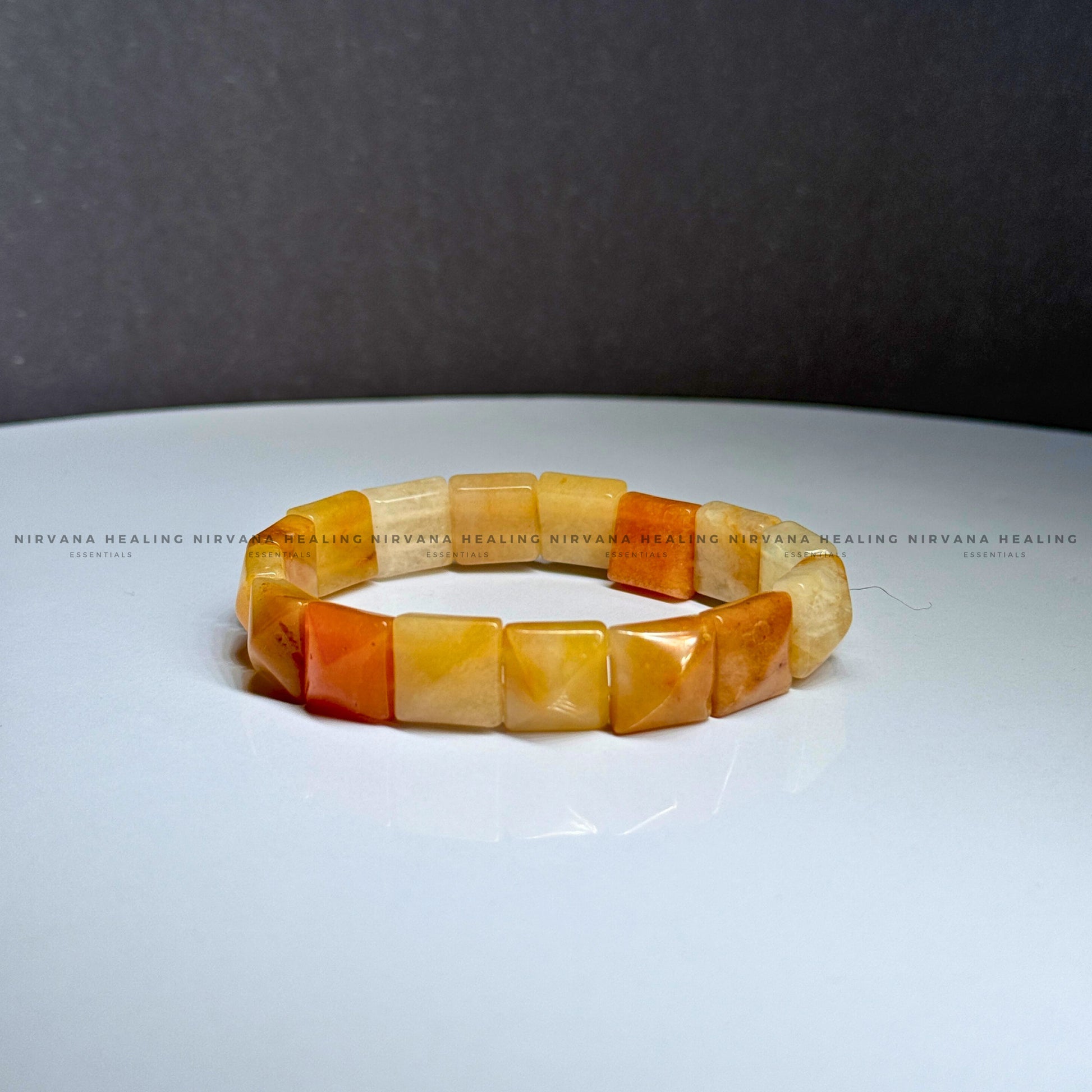 YELLOW AVENTURINE PYRAMID BEADED BRACELET (Joy, Leadership And Empowerment).  image 2