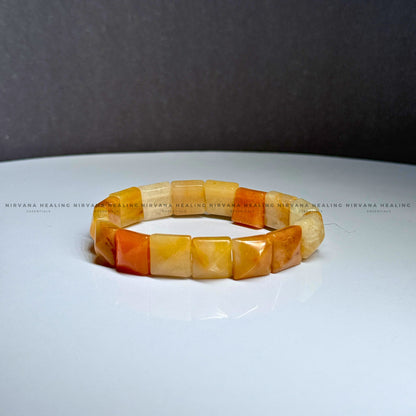 YELLOW AVENTURINE PYRAMID BEADED BRACELET (Joy, Leadership And Empowerment).  image 2