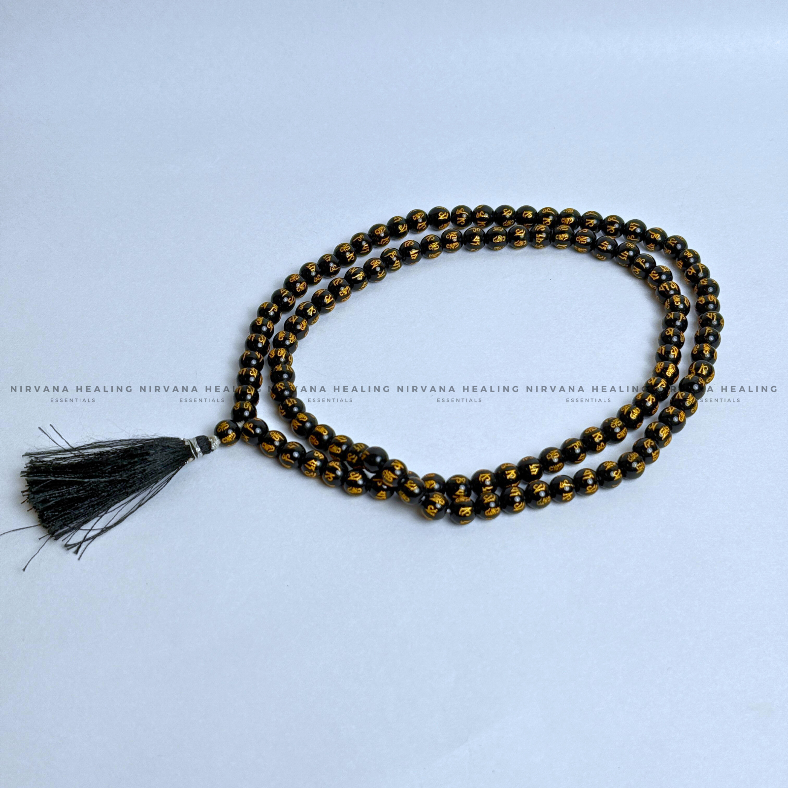 BLACK OM MANI PADME HUM MALA  (Compassion, Protection, Spiritual Awakening) image 4