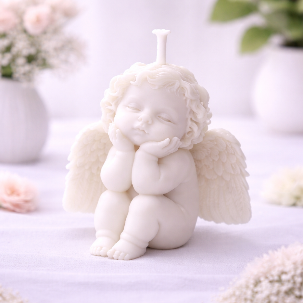 GUARDIAN ANGEL CANDLE (Made From Natural Beeswax) - White image