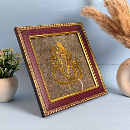 GANESH JI ON RAW PYRITE FRAME (Blessings of Prosperity, Protection & New Beginnings) image 4
