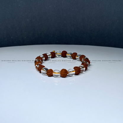 RUDRAKSH-SPHATIK ROUND BEADED BRACELET (Balance, Purity, Divine Protection) image 3
