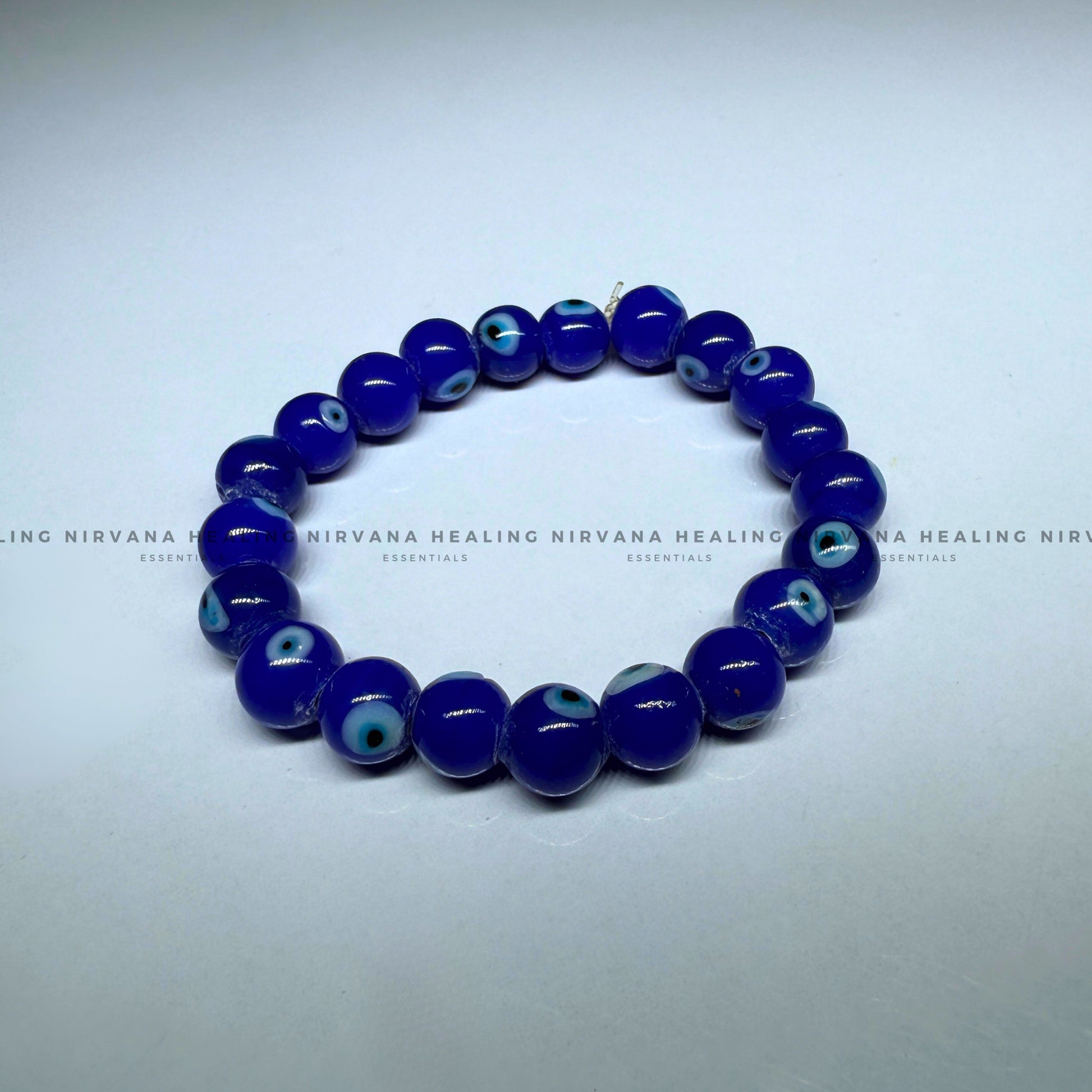 BLUE EVIL EYE ROUND BEADED BRACELET (Protection, Peace And Positivity) image 3