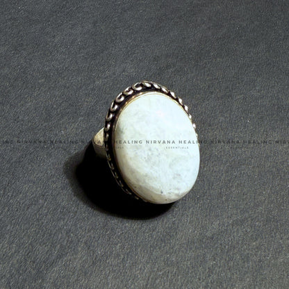 MOON JADE OVAL RING (Harmony, Emotional Balance And Divine Connection) image 3