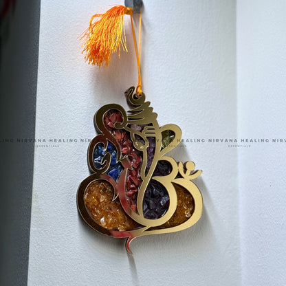 GANESHA SEVEN CHAKRA WALL HANGING WITH CRYSTAL CHIPS (Prosperity, Obstacle Removal And Chakra Healing) image 3
