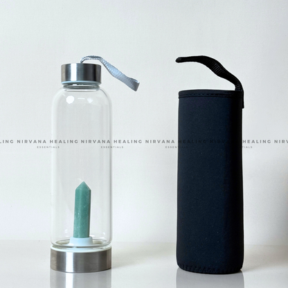 GREEN JADE INFUSED CRYSTAL ELIXIR BOTTLE (Luck, Harmony, Peace And Abundance) image 1