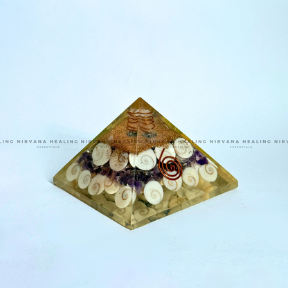 AMETHYST WITH GOMTI CHAKRA  PYRAMID (Meditation, Stress Reduction, Intuition and Manifestation) image 3