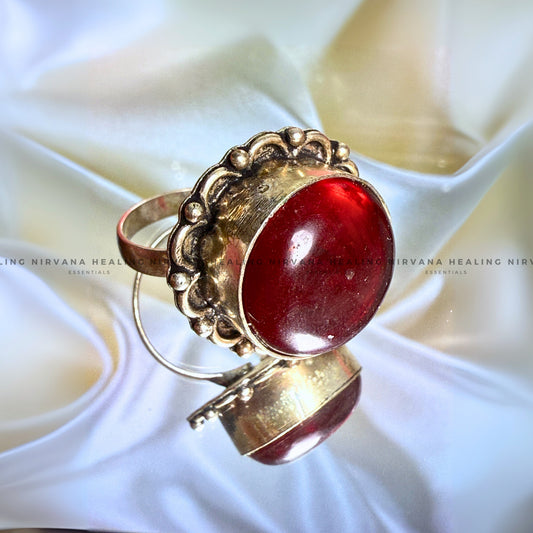 RED JADE ROUND RING (Courage, Strength And Vitality) image 1
