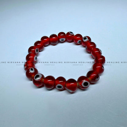 CRYSTAL RED EVIL EYE ROUND BEADS BRACELET (Ward Off Negativity, Envy And Harmful Intentions) image 2