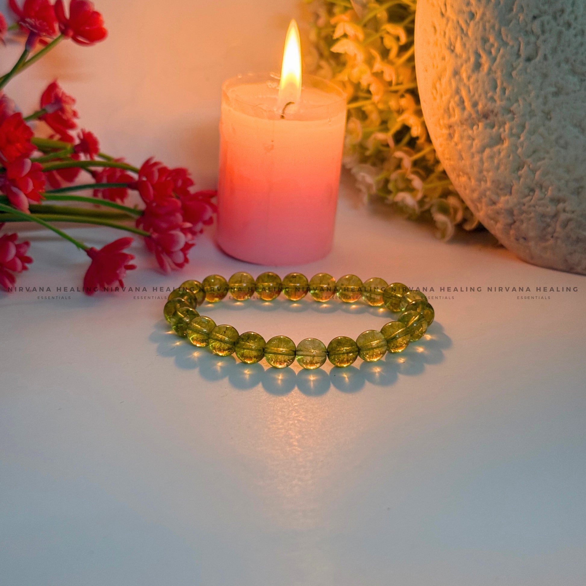PERIDOT ROUND BEADED BRACELET (Prosperity, Cheerfulness, Abundance And Renewal) image 1