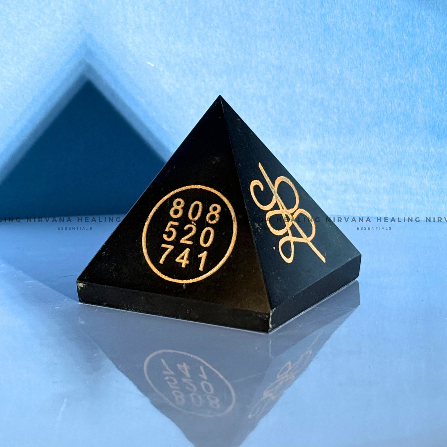 BLACK TOURMALINE WITH ZIBU SYMBOLS PYRAMID (Protection, Grounding, Shielding And Growth) image 2