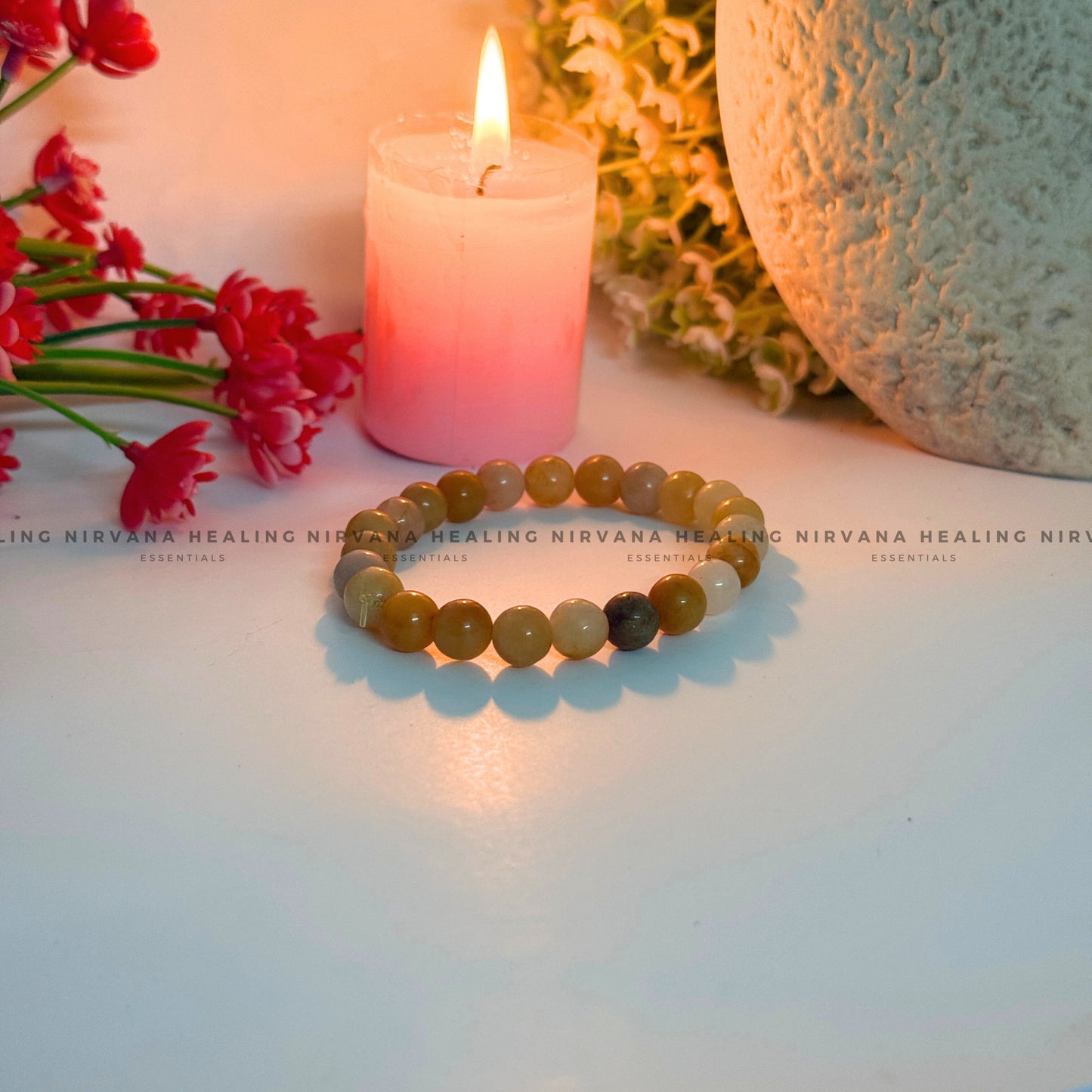 SUNSTONE ROUND BEADED BRACELET (Joy, Leadership, Confidence And Happy Energy). image 1