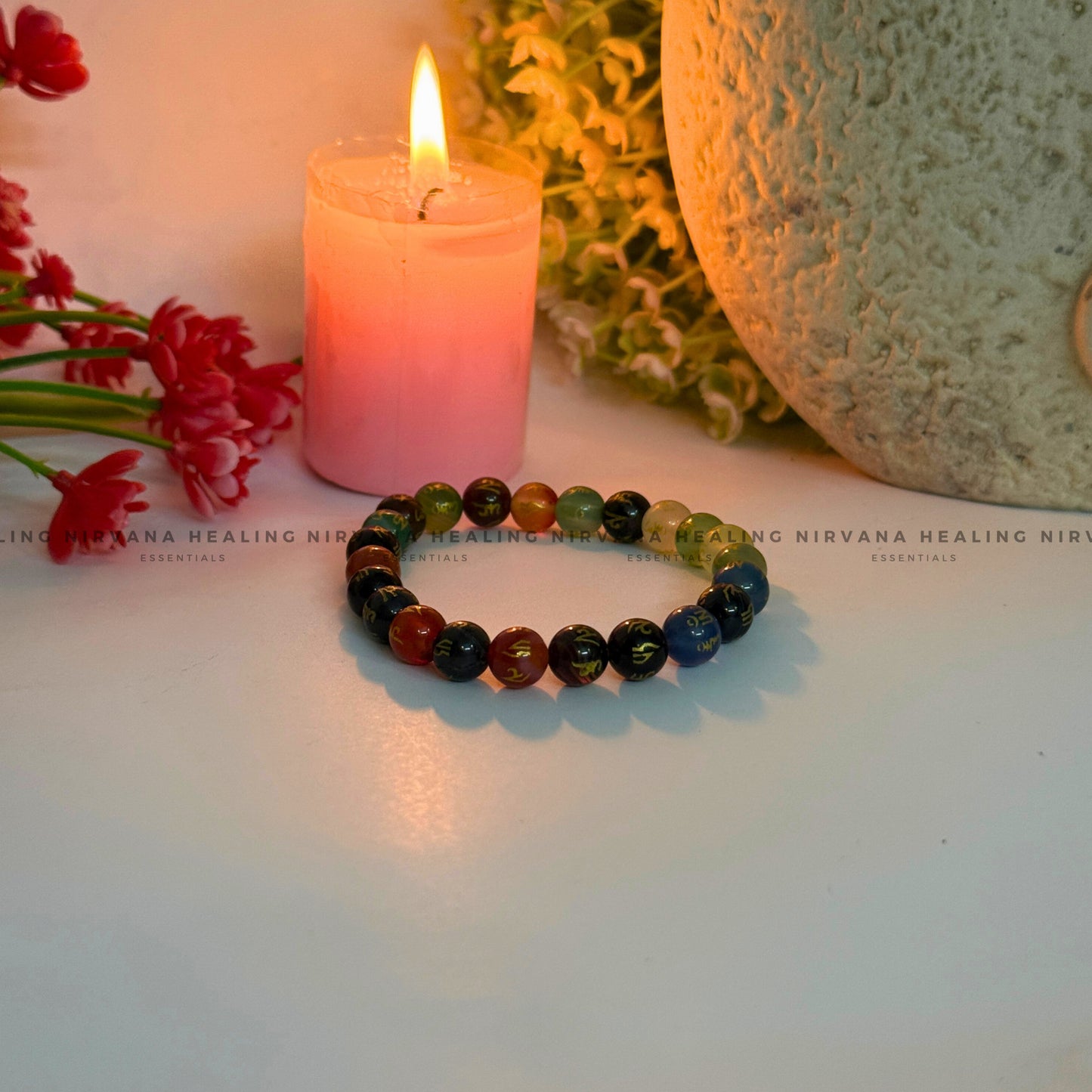 OM MANI PADME HUM MULTI STONE BRACELET (Compassion, Protection And Spiritual Awakening) image 3