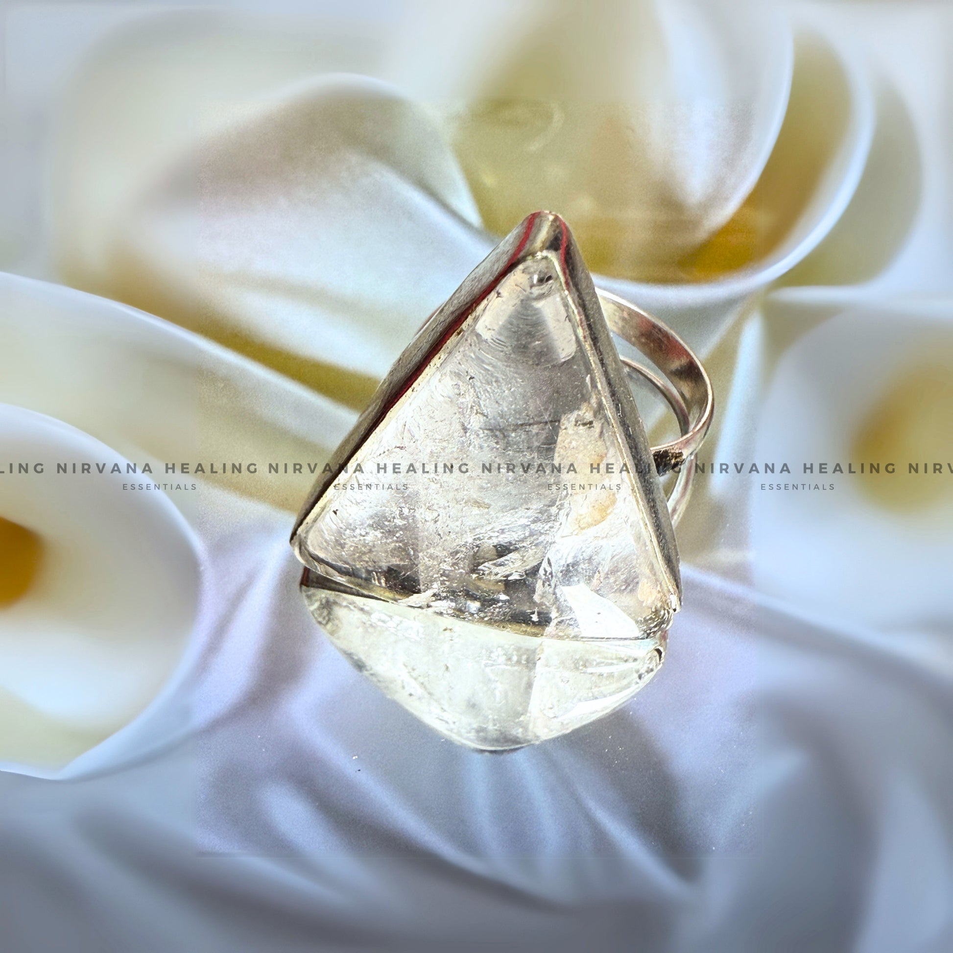 CLEAR QUARTZ TRIANGULAR RING (Mental Clarity, Master Healer And Energy Amplifier)  image 0