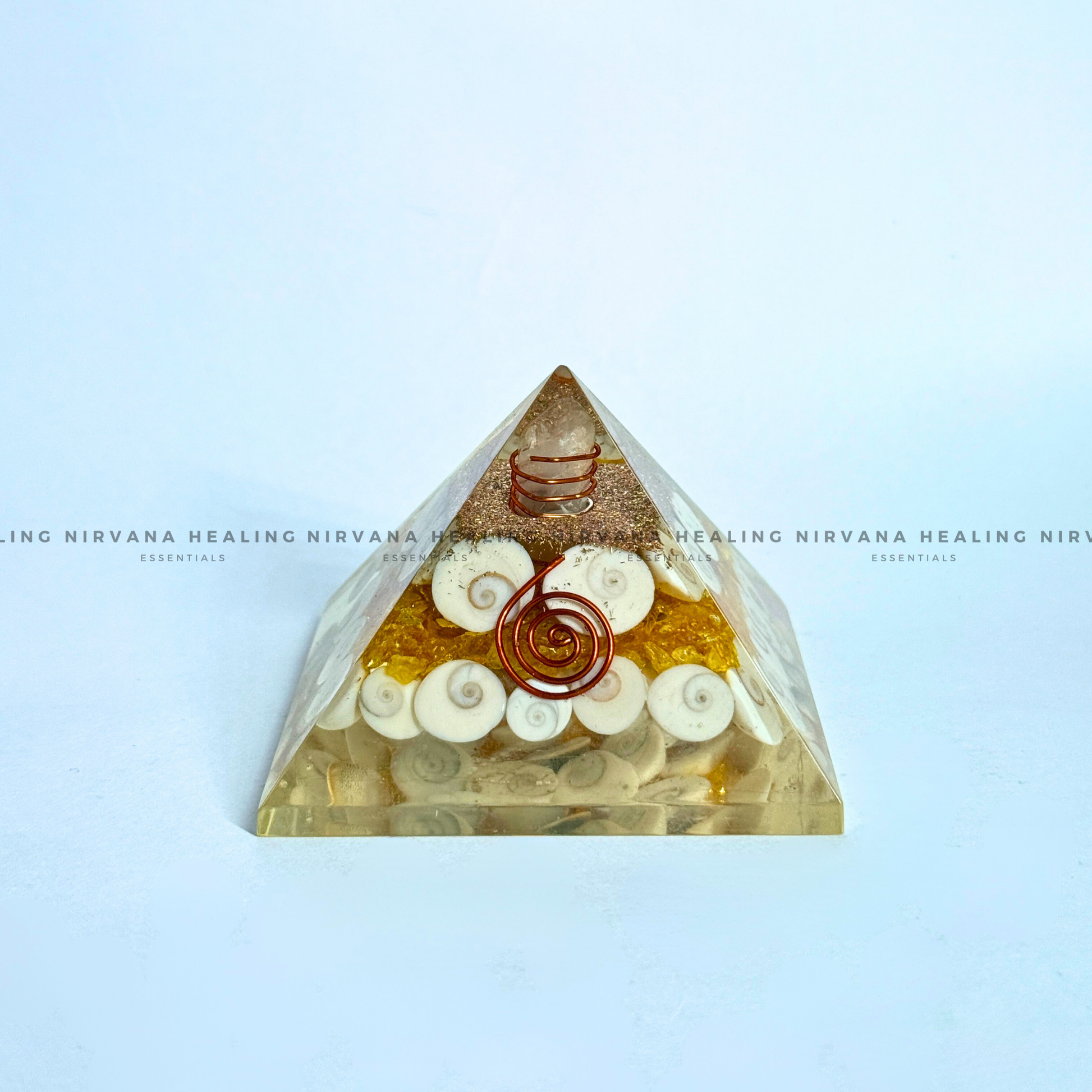 CITRINE WITH GOMTI CHAKRA PYRAMID (Abundance, Creativity, Success And Confidence) image 0