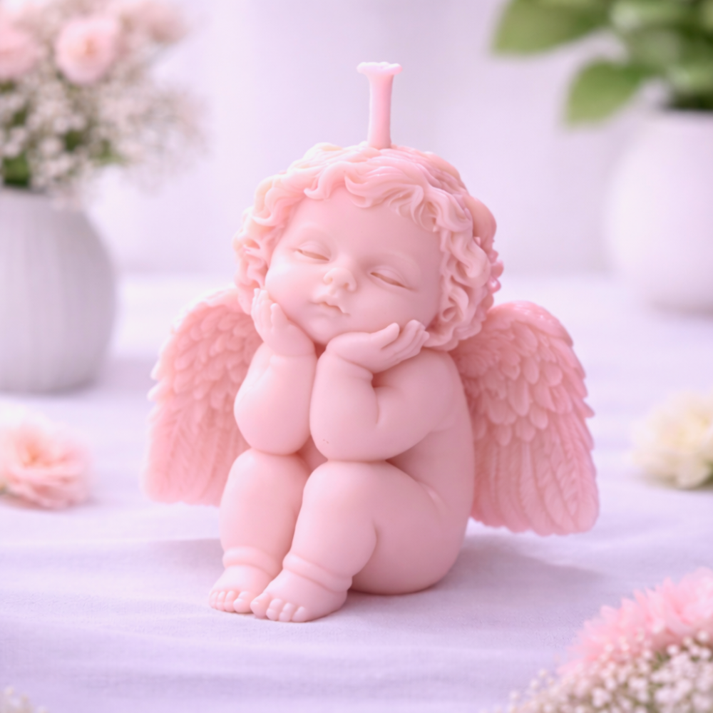 GUARDIAN ANGEL CANDLE (Made From Natural Beeswax) - pink image