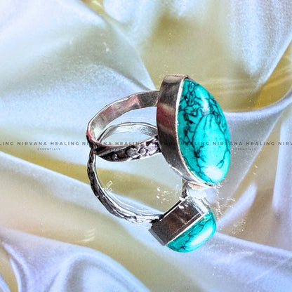 TURQUOISE DIAMOND SHAPED RING (Divine Protection, Psycho Gifts, Healing, Wisdom, Truth) image 4