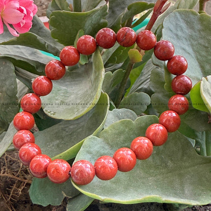 RED CARNELIAN JADE ROUND BEADED BRACELET (Creativity, Courage, Passion And Stamina) image 4