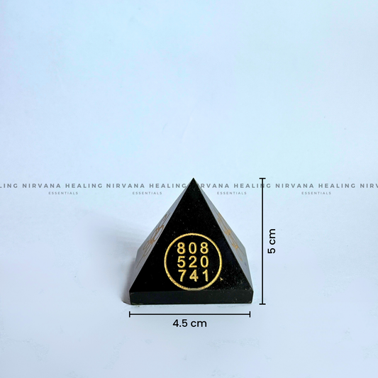BLACK TOURMALINE WITH ZIBU SYMBOLS PYRAMID (Protection, Grounding, Shielding And Growth) image 1