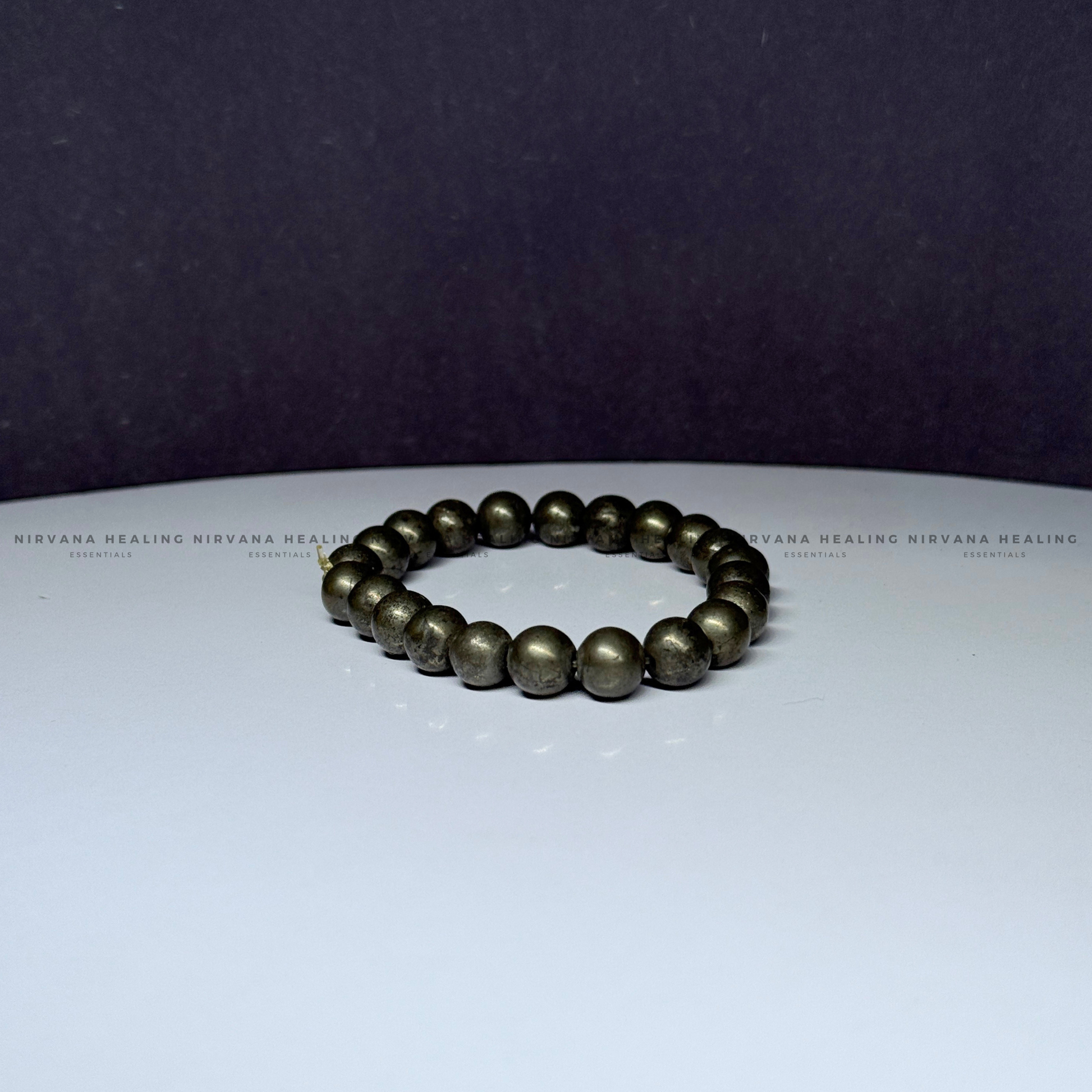 PYRITE ROUND BEADED BRACELET (Money Magnet, Prosperity, Fame And Abundance).  image 1