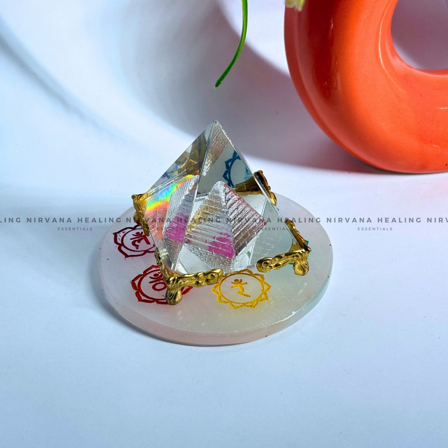 SELENITE CHAKRAS SYMBOL AND MANTRA CHARGING PLATE (Aura Cleansing ,Charging, Cleansing And Purification). image 0