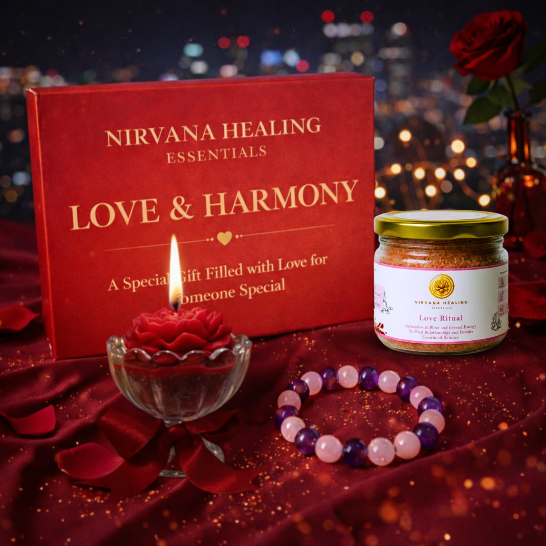 LOVE RITUAL BATH SALT, ROSE QUARTZ + AMETHYST BRACELET AND FLORAL JAR CANDLE GIFT COMBO image 0