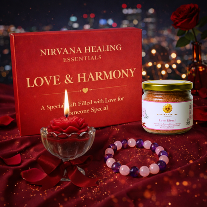LOVE RITUAL BATH SALT, ROSE QUARTZ + AMETHYST BRACELET AND FLORAL JAR CANDLE GIFT COMBO image 0