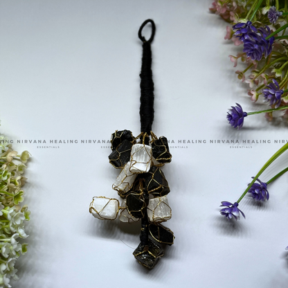 BLACK TOURMALINE AND SELENITE (DOOR HANGING) (Protection, Grounding, Shielding And Growth) image 0