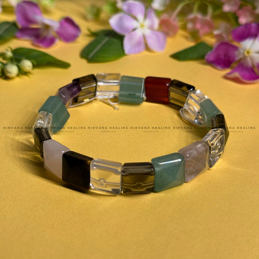 7 CHAKRAS PYRAMID BEADED BRACELET (Balance, Energy Healing And Protection) image 0