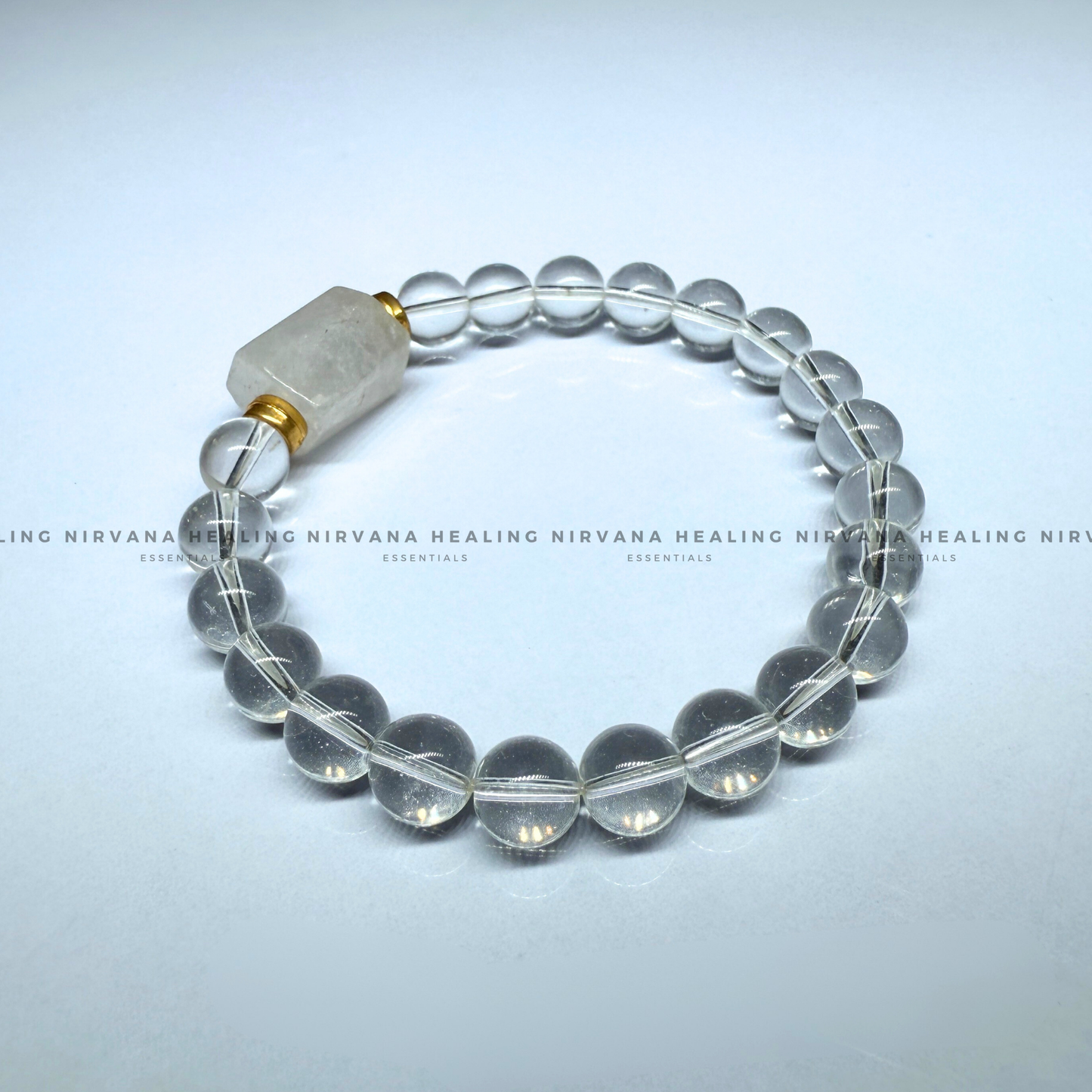 CLEAR QUARTZ WITH TUMBLE BRACELET (Mental Clarity, Master Healer And Energy Amplifier).  image 2