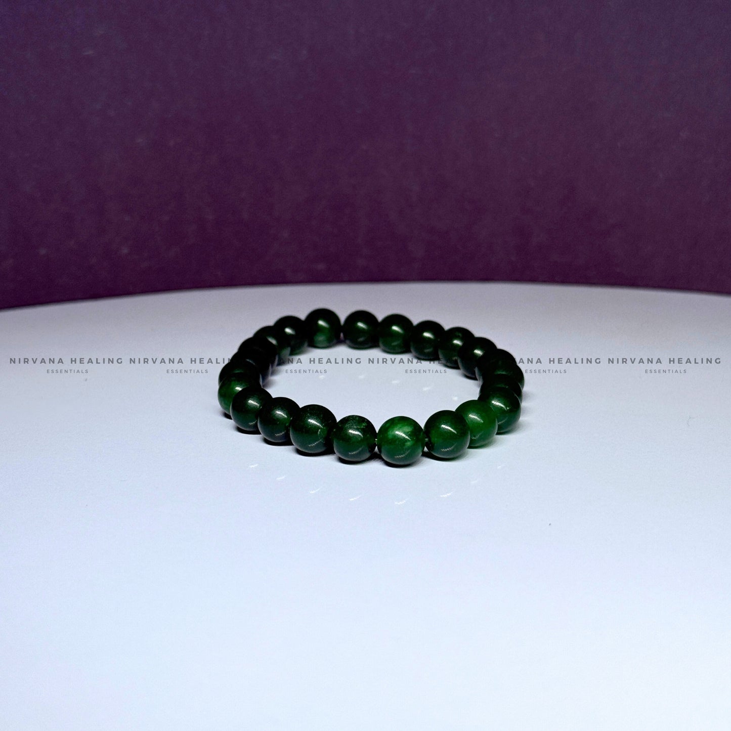 GREEN JADE ROUND BEADED BRACELET (Luck, Harmony, Peace And Abundance) image 1