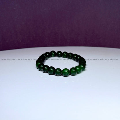GREEN JADE ROUND BEADED BRACELET (Luck, Harmony, Peace And Abundance) image 1
