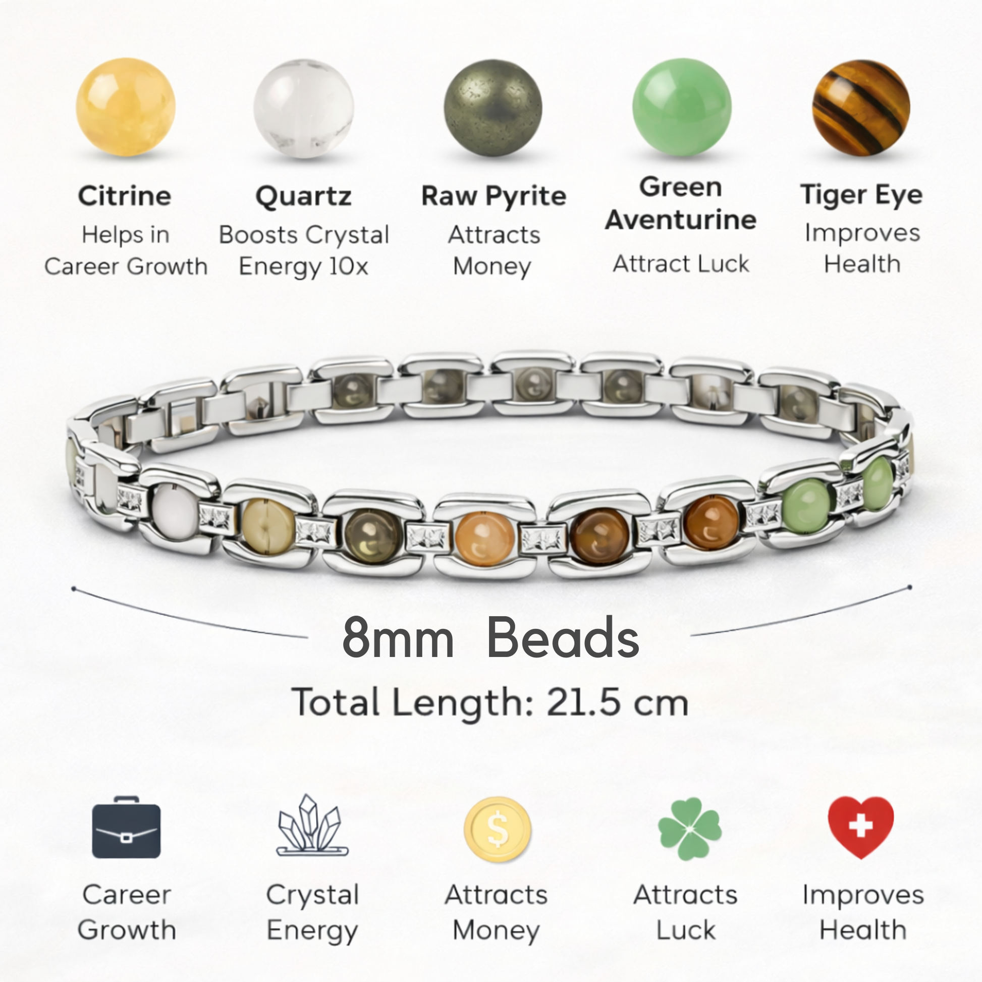 METAL DHAN YOG BRACELET With (FREE GREEN AVENTURINE ZIBU KEYCHAIN) image 4