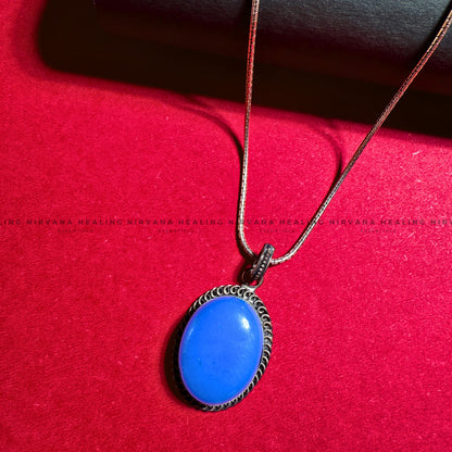 BLUE JADE STONE CRYSTAL PENDANT (Peace,Wisdom,Calm & Serenity) image 1