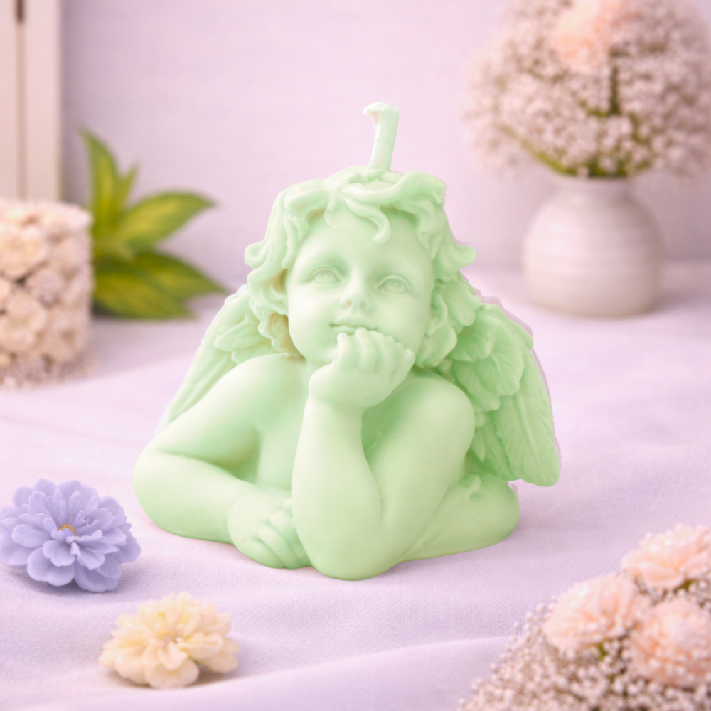 BLISSFUL ANGEL CANDLE (Made From Natural Beeswax) - Green image