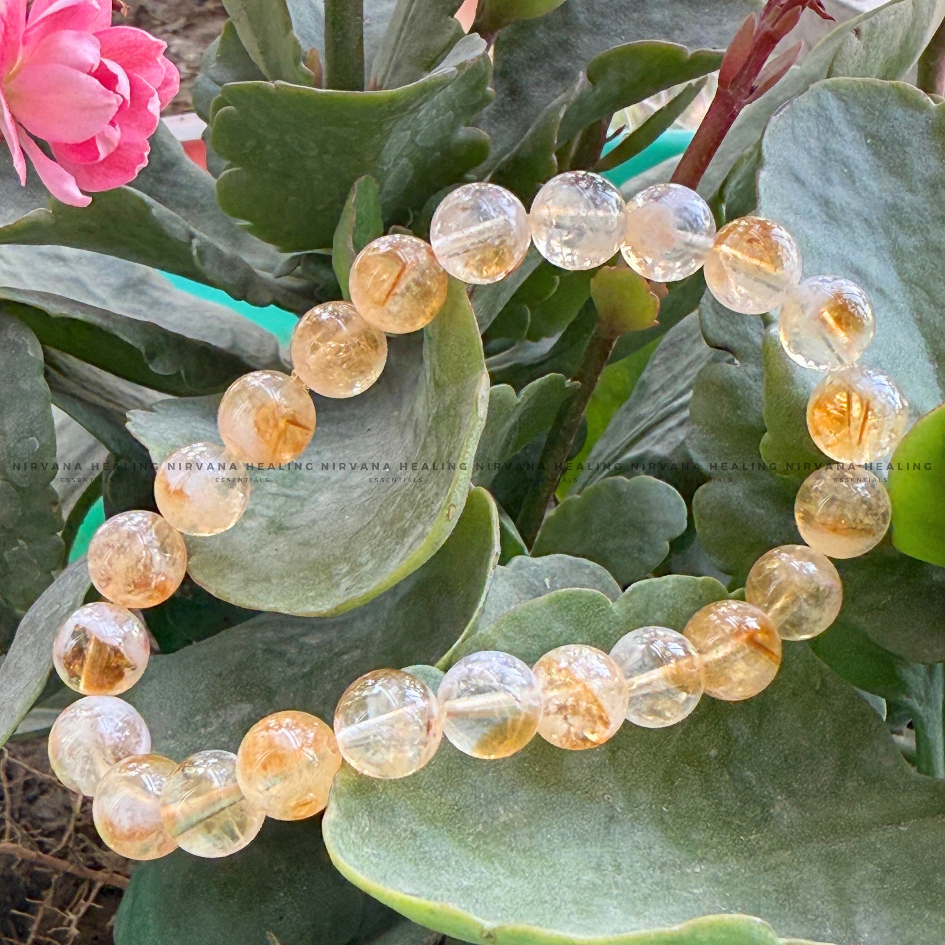 NATURAL CITRINE ROUND BEADED BRACELET (Abundance, Creativity, Success And Confidence)  image 4