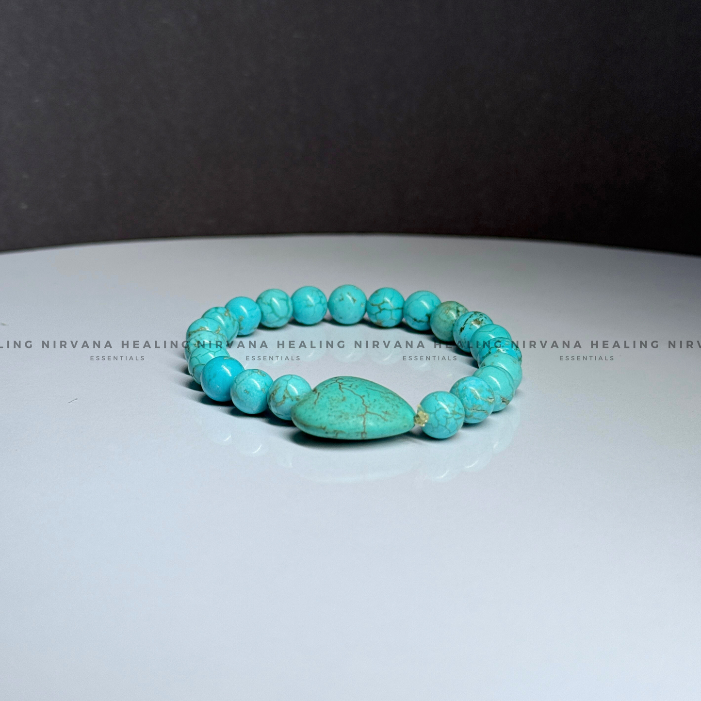 TURQUOISE WITH HEART SHAPED BEADED BRACELET (Divine Protection, Psycho Gifts, Healing, Wisdom, Truth) image 1